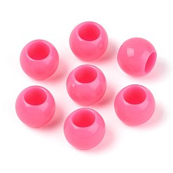 Ярко-Розовый Непрозрачные акриловые бусины, круглые, ярко-розовый, 12x9.8 мм, отверстие : 6.5 мм, Около 850 шт / 500 г
