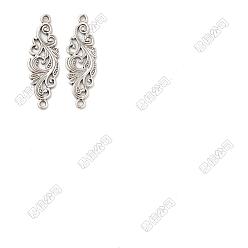 Antique Silver 30Pcs Tibetan Style Alloy Connector Charms, Leaf Links, Antique Silver, 29.5x9.5x1mm, Hole: 1.5mm