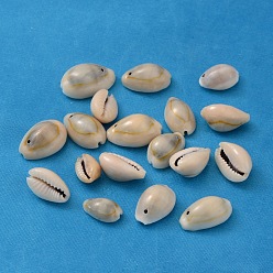 Seashell Color Natural Cowrie Shell Pendants, Shell Shaped Charms, Seashell Color, 20~23x14~15x10.5~11.5mm, Hole: 2mm, about 250pcs/500g