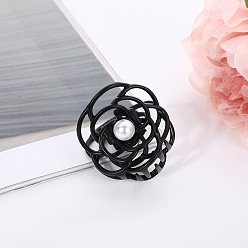 Five Light Black Sweet and Simple Adult Hair Clip with Hollow Flower Bird's Nest
