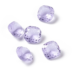 Violet Verre cabochons en strass, pointé en arrière, carrée, violette, 10x10x6mm