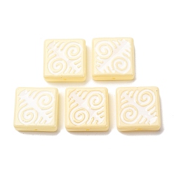 Светлый Золото-желтый Бусины лэмпворк , квадрат с амулетом, светлый золотарник желтый, 18x18x6 мм, отверстие : 1.4~1.6 мм