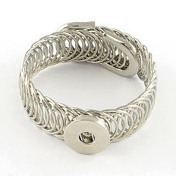 Platinum Adjustable Brass Snap Bracelet Making, with Iron Findings, Platinum, 59x19mm, Fit snap button in 5~6mm knot