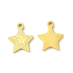 Golden Ion Plating(IP) 304 Stainless Steel Manual Polishing Charms, Star Charm, Golden, 14x11.5x1.5mm, Hole: 1.6mm