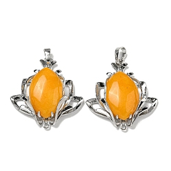 Топаз Нефрит Натуральный топаз нефрита подвески, подвески-цветы со стойкой, фурнитура из латуни, платина, без кадмия и без свинца, 37x35x10 мм, отверстия : 8x5 mm и 1.6 мм