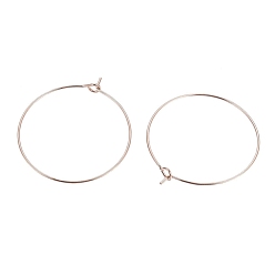 Rose Gold Ion Plating(IP) 316L Surgical Stainless Steel Hoop Earring Findings, Wine Glass Charms Findings, Rose Gold, 30x0.7mm, 21 Gauge