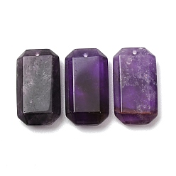 Аметист Подвески из натурального аметиста , граненые прямоугольные подвески, 28x15x7 мм, отверстие : 1.4 мм