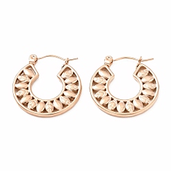 Розовое Золото Ионное покрытие (ip) 304 серьги-кольца из нержавеющей стали для женщин, розовое золото , 23x22x2 мм, штифты : 0.7 мм