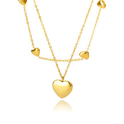3599 Sweet Heart Pendant Necklace with Double Layers and Simple Design