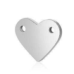 Stainless Steel Color 201 Stainless Steel Stamping Blank Tag Pendants, Manual Polishing, Heart, Stainless Steel Color, 10.5x12x1mm, Hole: 1.2mm