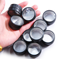 Electrophoresis Black Round Aluminum Candle Tins with Visible Window, Nail Art Rhinestone Storage Boxes, Candle Jars Storage Containers for DIY Candle Making, Electrophoresis Black, 3.3x1.9cm
