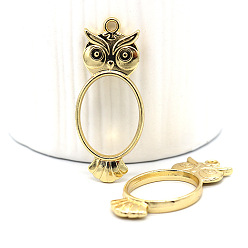 Light Gold Alloy Open Back Bezel Owl Pendants, for DIY UV Resin, Epoxy Resin, Light Gold, 47x20x3.2mm