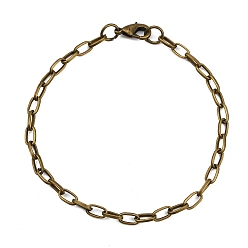 Античная Бронза Изготовление браслета из антикварной бронзы и железного кабеля, с карабин-лобстерами , 205 мм, застежка : 12x7x3 mm, ссылка: 7x4.5x1 mm