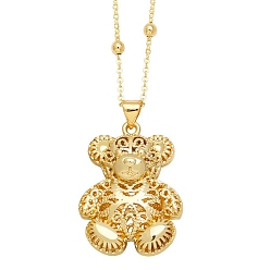 Golden Brass Pendant Necklaces, Bear, Golden, 17.72 inch(45cm)