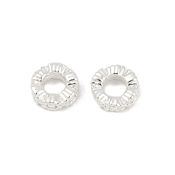 Посеребрённый Spacer бисер латунные, плоско-круглые, 925 серебро покрытием, 6.5x2 мм, отверстие : 3 мм