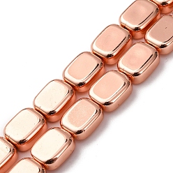Гальванический Розовый Золотой Стеклянные бусины с гальваническим покрытием , прямоугольные, покрытием из розового золота, 10x8x4 мм, отверстие : 0.9 мм, около 40 шт / нитка, 15.51'' (39.4 см)