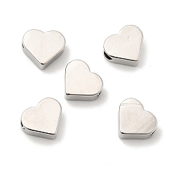 Платина Стойки обшивки латунные бусины, без кадмия и без свинца, долговечный, сердце, платина, 6x7x3 мм, отверстие : 1.6 мм