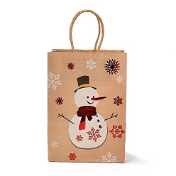 Snowman Christmas Theme Hot Stamping Rectangle Paper Bags, with Handles, for Gift Bags and Shopping Bags, Snowman, Bag: 8x15x21cm, Fold: 210x150x2mm