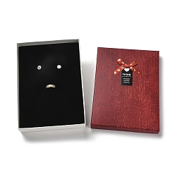 Dark Red Cardboard Jewelry Big Set Boxes, with Sponge Inside, Rectangle with Bowknot, Dark Red, 18.1x13.2x3.9cm