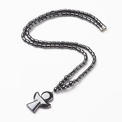 Non-magnetic Hematite Non-magnetic Synthetic Hematite Pendant Necklaces, with Magnetic Clasps, Angel, 20.4 inch(52cm)
