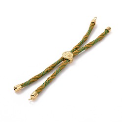 Goldenrod Nylon Cord Silder Bracelets, for Connector Charm Bracelet Making, with Rack Plating Golden Brass Findings, Long-Lasting Plated, Cadmium Free & Lead Free, Goldenrod, 8-5/8~9-1/8x1/8 inch(22~23x0.3cm), Hole: 2mm