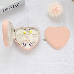 Light Salmon Heart Ring Box, PU Leather Jewelry Box, Light Salmon, 9x10x4.5cm