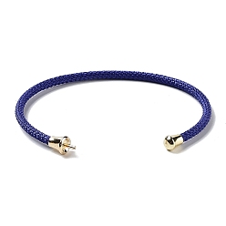 Medium Blue Stainless Steel Cuff Bangle Making, with Golden Tone Brass Finding, for Half Drilled Beads, Medium Blue, Inner Diameter: 1-3/4x2-3/8 inch(4.6x6cm), Pin: 1mm