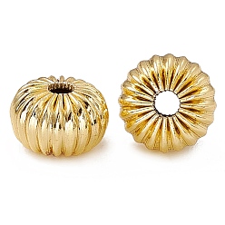 Real 18K Gold Plated Rack Plating Brass Beads, Long-Lasting Plated, Pumpkin, Real 18K Gold Plated, 8x5.5mm, Hole: 2mm