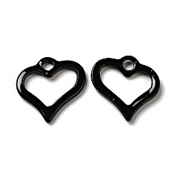 Black Spray Painted 201 Stainless Steel Charms, Heart Charm, Black, 11.5x11x1.5mm, Hole: 1.6mm