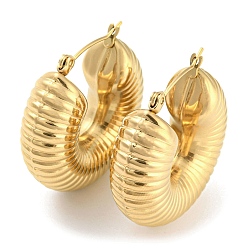 Golden Ion Plating(IP) 304 Stainless Steel Thick Hoop Earrings for Women, Golden, 30x30x10.5mm