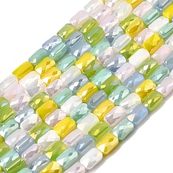 (52) Непрозрачная лаванда Стеклянные бусины с гальваническим покрытием , прямоугольные, граненые, градиент цвета, разноцветные, 7x4x3.5 мм, отверстие : 1 мм, около 63 шт / нитка, 16.89'' (42.9 см)