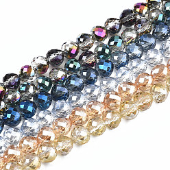 Mixed Color Transparent Glass Beads Strands, Faceted, AB Color Plated, Teardrop, Mixed Color, 8x8mm, Hole: 1.5mm, about 69~71pcs/strand, 20.67 inch~21.85 inch(52.5cm~55.5cm)