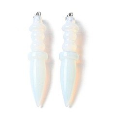 Опал Opalite подвески, с латунной найти, конус, 68.5~70.5x13.5~14.2 мм, отверстие : 6.5x4.5 мм