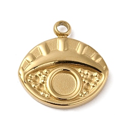 Real 14K Gold Plated 304 Stainless Steel Pendant Cabochon Settings, Eye, Real 14K Gold Plated, Tray: 3.7mm, 15x14x2mm, Hole: 1.3mm