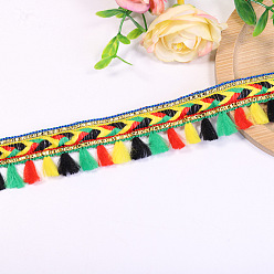 Green 50 Yards Rainbow Color Polyester Fringe Ribbon, Tassel Ribbon, Green, 1 inch(25mm)