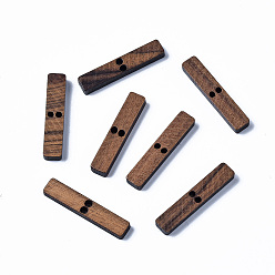 Saddle Brown Walnut Wood Links/Connectors, Rectangle, Saddle Brown, 24x4.5x3mm, Hole: 1.5mm