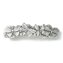 Antique Silver Butterfly Alloy Hair Barrettes, for Woman Girls, Antique Silver, 88x23.5x12mm