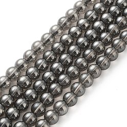 Gray Plated Electroplated Synthetic Quartz Crystal Beads Strands, Round, Gray Plated, 6mm, Hole: 1mm, about 64~67pcs/strand, 15.35''~15.95''(39~40.5cm)