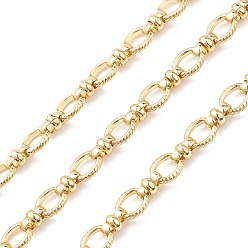 Real 18K Gold Plated Rack Plating Brass Oval & Knot Link Chains, Lead Free & Cadmium Free, Unwelded, with Spool, Real 18K Gold Plated, 9.5x7.5x2mm, 8.5x5x5mm