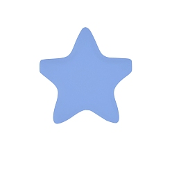 Cornflower Blue Star Silicone Beads, Chewing Beads For Teethers, DIY Nursing Necklaces Making, Cornflower Blue, 35x35mm