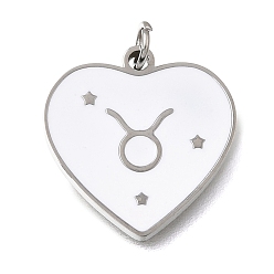 Taureau Pendentifs en acier inoxydable, avec anneaux de saut et émail, cœur, couleur inox, taurus, 304mm, Trou: 15x15x1.5mm