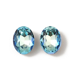 Индиколит K 5 кабошоны из стеклянного страза, задние и задние, граненые, овальные, Indicolite, 8x6x3.5 мм