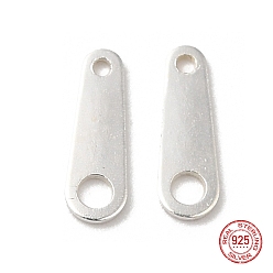 Silver 925 Sterling Silver Links, Chain Tabs, with 925 Stamp, Silver, 8x2.5x0.4mm, Hole: 0.7&1.4mm