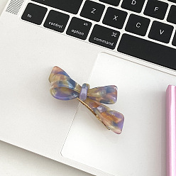 3# Floral Purple Cute Butterfly Bow Acetate Hairpin Side Clip - Lovely, Duckbill Hair Accessories.
