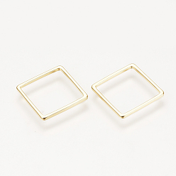 Real 18K Gold Plated Brass Linking Rings, Nickel Free, Real 18K Gold Plated, Rhombus, 20x20x1mm, Side Length: 15mm
