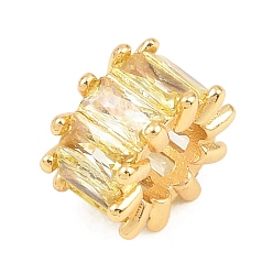 Желтый Латунные микро проложить Цирконий Европейский бисером, баррель, большое отверстие шарик, долговечный, стойки покрытие, без свинца и без кадмия, реальный 18 k позолоченный, желтые, 11.5x7 мм, отверстие : 6 мм