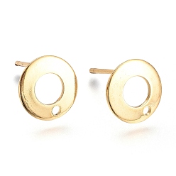 Золотой 201 Выводы серьги из нержавеющей стали шпилька, с 304 штифтов из нержавеющей стали, кольцо, золотые, 10.5x1 мм, отверстие : 1.4 мм, штифты : 0.8 мм