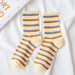 Stripe Cotton Knitting Socks, Crew Socks, Winter Warm Thermal Socks, Stripe, 270x115x6mm