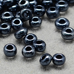 Prussian Blue 8/0 Grade A Round Glass Seed Beads, Metallic Colours, Prussian Blue, 8/0, 3x2mm, Hole: 1mm, about 10000pcs/bag