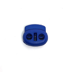 Dark Blue Nylon Cord Locks Clip Ends, Double Hole Drawstring Stopper Fastener Buttons, Dark Blue, 1.8x2cm, Hole: 4mm